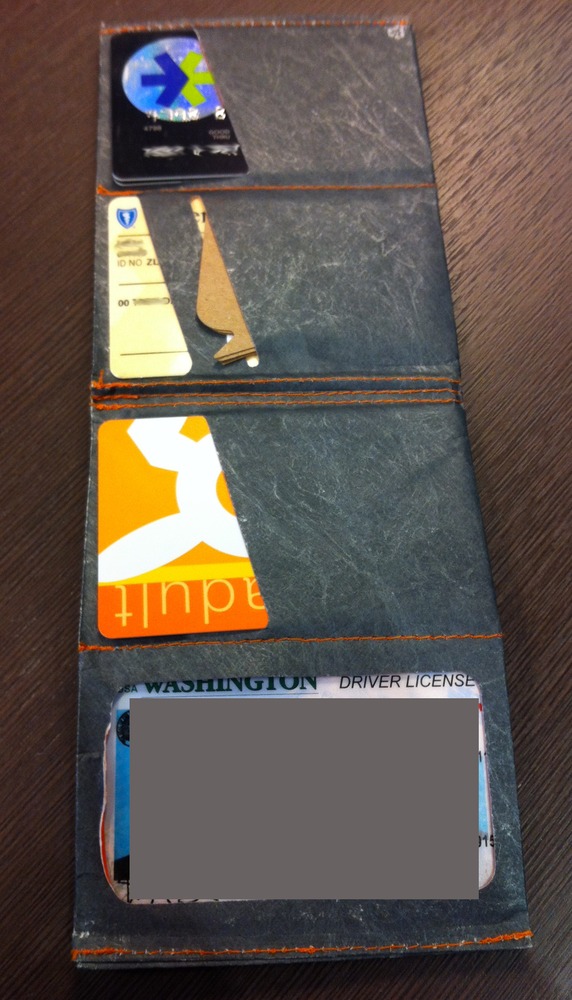 Photo of SlimFold Tyvek Wallet in use